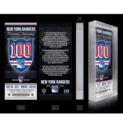 New York Rangers Highland Mint Centennial 3D Acrylic Block Art