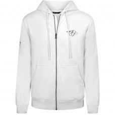 Nashville Predators Levelwear White Podium Chenille Logo Full-Zip Hoodie