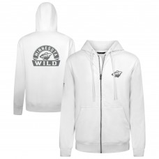 Minnesota Wild Levelwear White Podium Chenille Logo Full-Zip Hoodie