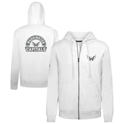 Washington Capitals Levelwear White Podium Chenille Logo Full-Zip Hoodie