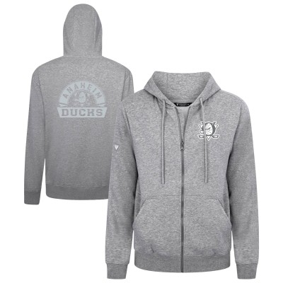 Anaheim Ducks Levelwear Gray Podium Chenille Logo Full-Zip Hoodie