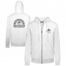 Vancouver Canucks Levelwear White Podium Chenille Logo Full-Zip Hoodie