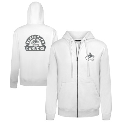 Vancouver Canucks Levelwear White Podium Chenille Logo Full-Zip Hoodie