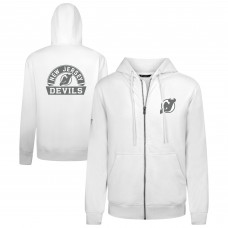 New Jersey Devils Levelwear White Podium Chenille Logo Full-Zip Hoodie