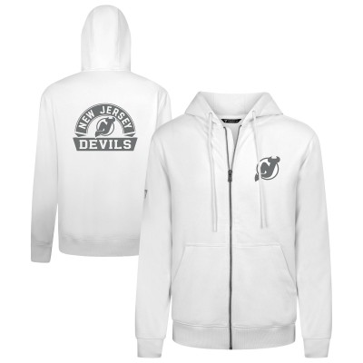 New Jersey Devils Levelwear White Podium Chenille Logo Full-Zip Hoodie