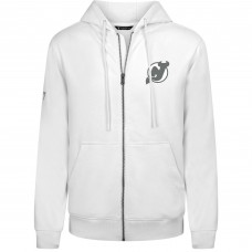 New Jersey Devils Levelwear White Podium Chenille Logo Full-Zip Hoodie
