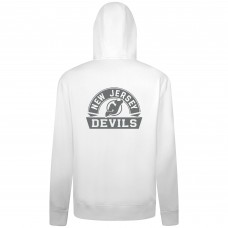 New Jersey Devils Levelwear White Podium Chenille Logo Full-Zip Hoodie