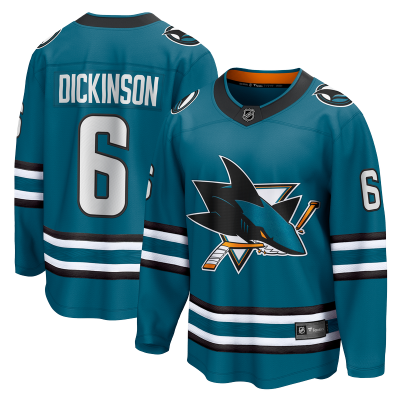 Джерси San Jose Sharks Sam Dickinson Fanatics Teal Home Breakaway