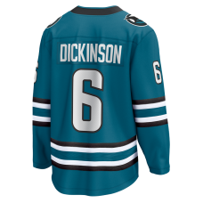 Джерси San Jose Sharks Sam Dickinson Fanatics Teal Home Breakaway
