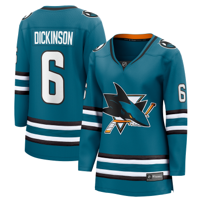 Женская джерси San Jose Sharks Sam Dickinson Fanatics Teal Home Breakaway