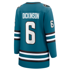 Женская джерси San Jose Sharks Sam Dickinson Fanatics Teal Home Breakaway