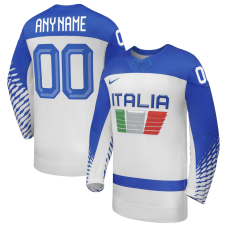 Italy Hockey Nike White 2026 Away Replica Custom Jersey