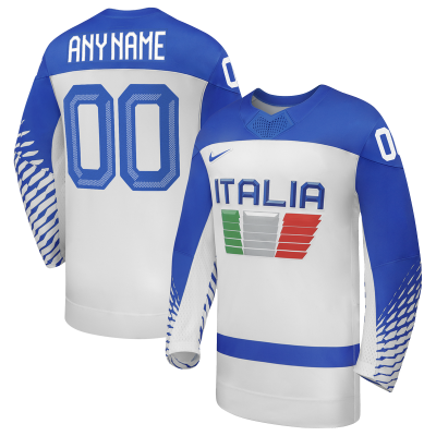Italy Hockey Nike White 2026 Away Replica Custom Jersey