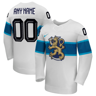 Finland Hockey Nike White 2026 Away Replica Custom Jersey