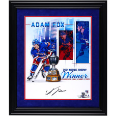 Фото с автографом Adam Fox New York Rangers Fanatics Authentic Framed 16 x 20 2021 Norris Trophy Stylized - Suede Matting