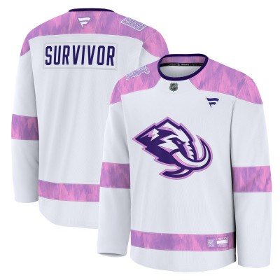 Джерси Utah Mammoth Fanatics White Hockey Fights Cancer Survivor Practice