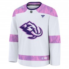 Джерси Utah Mammoth Fanatics White Hockey Fights Cancer Survivor Practice