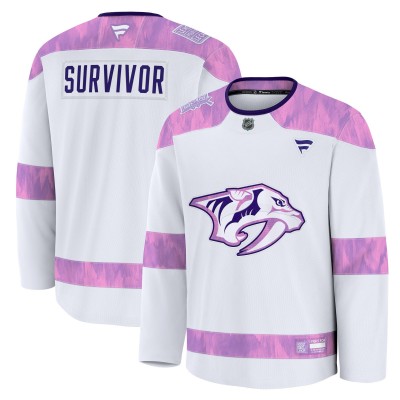 Джерси Nashville Predators Fanatics White Hockey Fights Cancer Survivor Practice