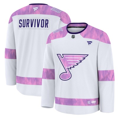 Джерси St. Louis Blues Fanatics White Hockey Fights Cancer Survivor Practice