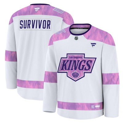 Джерси Los Angeles Kings Fanatics White Hockey Fights Cancer Survivor Practice