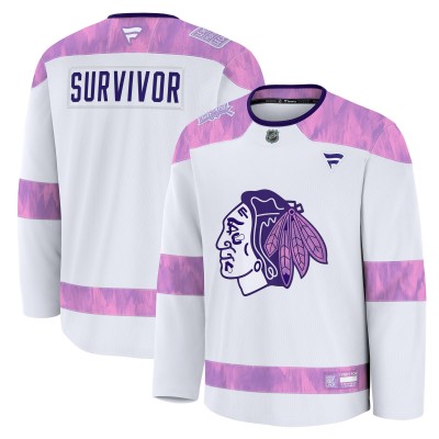 Джерси Chicago Blackhawks Fanatics White Hockey Fights Cancer Practice