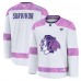 Джерси Chicago Blackhawks Fanatics White Hockey Fights Cancer Practice