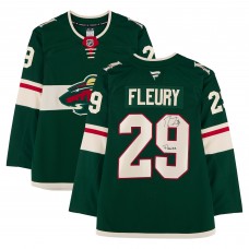 Marc-Andre Fleury Minnesota Wild Autographed Fanatics Authentic Green Fanatics Premium Jersey with Flower Inscription