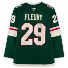 Marc-Andre Fleury Minnesota Wild Autographed Fanatics Authentic Green Fanatics Premium Jersey with Flower Inscription