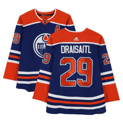 Leon Draisaitl Edmonton Oilers Autographed Fanatics Authentic Royal adidas Jersey with Multiple Inscriptions