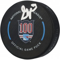 Gabe Perreault New York Rangers Autographed Fanatics Authentic 100th Anniversary Season Official Game Puck