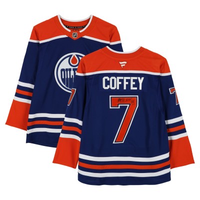 Paul Coffey Edmonton Oilers Autographed Fanatics Authentic Royal Fanatics Premium Jersey with HOF 04 Inscription