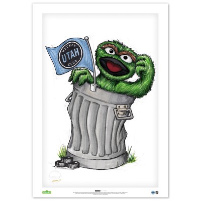 Utah Mammoth Oscar the Grouch 14 x 20 Sesame Street Limited Edition Fine Art Print