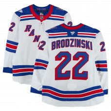 Jonny Brodzinski New York Rangers Fanatics Authentic Game-Used #22 White Set 1 Jersey from the 2025-26 NHL Season