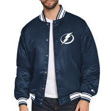 Рубашка Tampa Bay Lightning Starter Blue Triangle Satin Varsity Jacket Рубашка Tampa Bay Lightning Starter Blue Triangle Satin Varsity Jacket