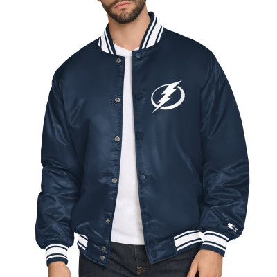 Рубашка Tampa Bay Lightning Starter Blue Triangle Satin Varsity Jacket