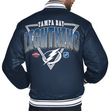 Рубашка Tampa Bay Lightning Starter Blue Triangle Satin Varsity Jacket Рубашка Tampa Bay Lightning Starter Blue Triangle Satin Varsity Jacket