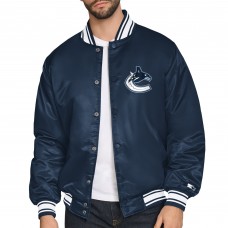 Vancouver Canucks Starter Blue Triangle Satin Varsity Full-Snap Jacket