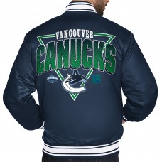 Vancouver Canucks Starter Blue Triangle Satin Varsity Full-Snap Jacket