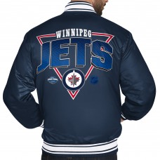 Winnipeg Jets Starter Navy Triangle Satin Varsity Full-Snap Jacket