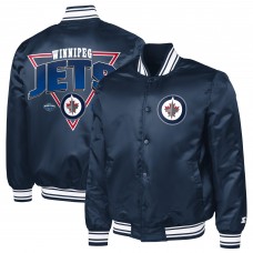 Winnipeg Jets Starter Navy Triangle Satin Varsity Full-Snap Jacket