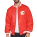 Calgary Flames Starter Red Triangle Satin Varsity Full-Snap Jacket