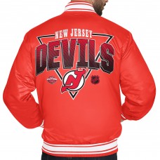 New Jersey Devils Starter Red Triangle Satin Varsity Full-Snap Jacket