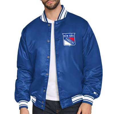 Рубашка New York Rangers Starter Blue Triangle Satin Varsity Jacket
