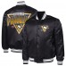 Pittsburgh Penguins Starter Black Triangle Satin Varsity Full-Snap Jacket