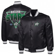 Dallas Stars Starter Black Triangle Satin Varsity Full-Snap Jacket