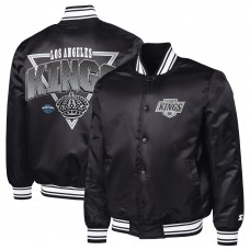 Los Angeles Kings Starter Black Triangle Satin Varsity Full-Snap Jacket