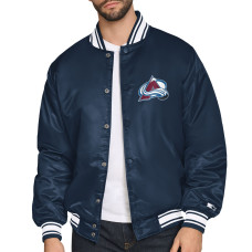 Colorado Avalanche Starter Navy Triangle Satin Varsity Full-Snap Jacket