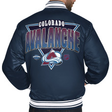 Colorado Avalanche Starter Navy Triangle Satin Varsity Full-Snap Jacket