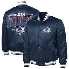 Colorado Avalanche Starter Navy Triangle Satin Varsity Full-Snap Jacket