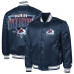 Colorado Avalanche Starter Navy Triangle Satin Varsity Full-Snap Jacket
